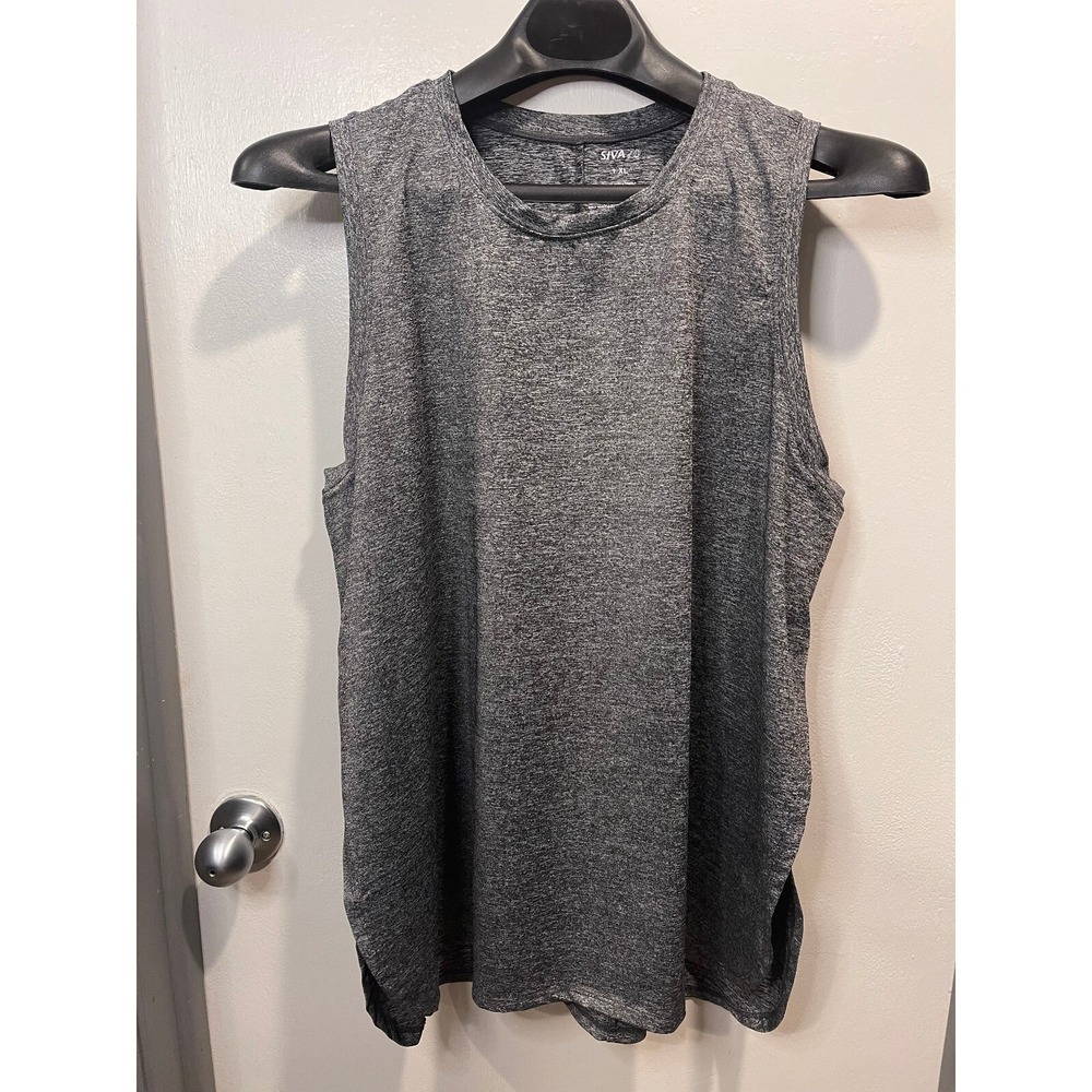 Siva 70 Womens Heather Charcoal Grey Maternity Muscle Tank Top 1XL Activewear